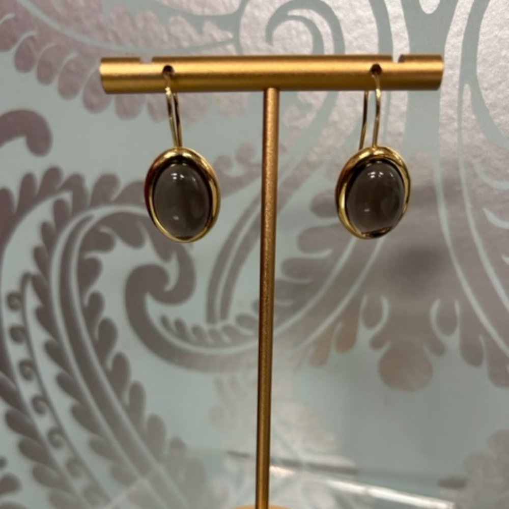 JS44 Smoky Stone & Gold Earrings by BETTY CARRE